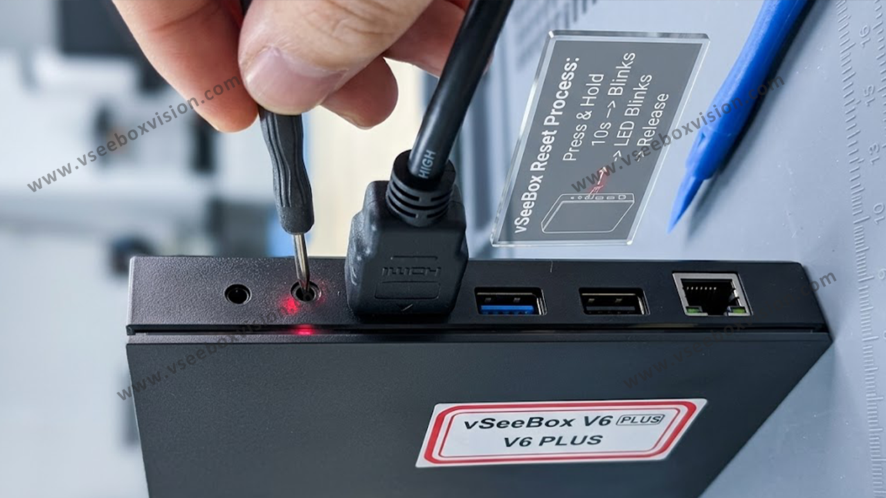 To restore your vSeeBox, go to Settings > System > Reset Options. For a soft reset, choose "Restart vsee Device"—this keeps your data and apps.