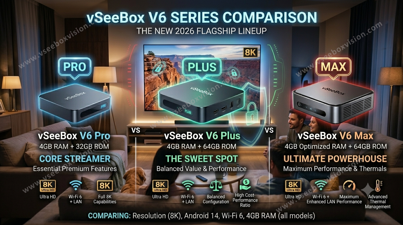 vSeeBox Comparison 2026: V6 Plus vs V6 Max vs V6 Pro