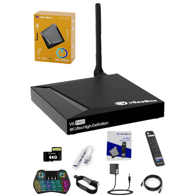 vSeeBox V6 Pro with Extra Accessories(Backlit Keyboard, USB Hub, 64G TF Cards..)